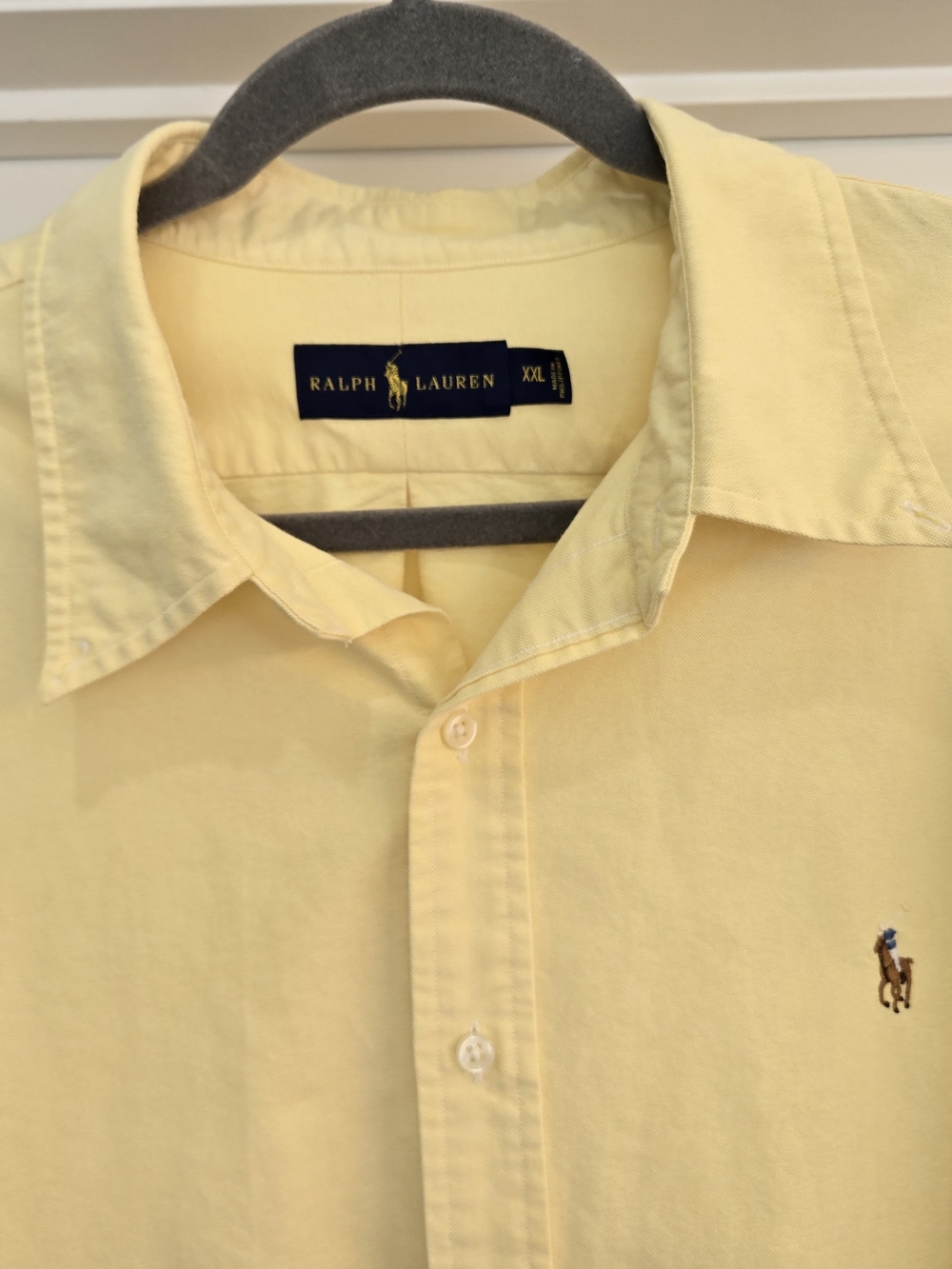 Ralph Lauren Butter Yellow Classic Button-Down Brown Polo Pony Preppy Old Money - Picture 6 of 14